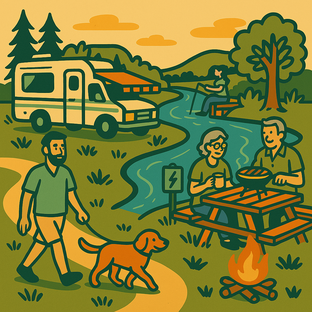 Family enjoying RV camping at Kettle Creek